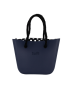 Sofii Designer Tote Handbag - Navy - Polka - Black Rope