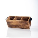 3 Division Wooden Caddy With Metal Handles