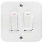 Crabtree Classic Switch Ind 75X75 2L1W 20A Stl Wht