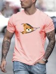 Men's Stylish T-shirts Casual Crew Neck Short Sleeves With Funny Bear Print Summer Comfort Tops