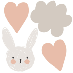 Clouds Bunnies And Hearts Wall Stickers - Reusable Peel And Stick