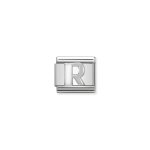 Composable Classic White Letter R Link In Silver