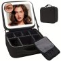 Travel Makeup Bag With LED Mirror Portable Professional Cosmetic Bag Makeup Train Case With Adjustable Dividers