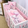 Cot Bumper Braided 3 Strand All Pink Elephant Party Watercolor Happy Set