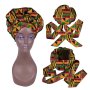 Boho Batik Lace Up Bonnet Vintage Turban Hat Classic Head Wraps Traditional Ankara Hat Sleeping Cap For Wedding