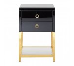 Black Gold Mirror Pedestal 2 Drawer