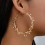 Vintage Floral Vine Hoop Earrings Large Statement Golden Circle With Leaf Accents Sweet & Spicy Elegant Retro Fashion Dangle Earrings For Women