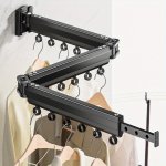 Aluminum Wall-mounted Clothes Drying Rack Multi-rod Garment Hanger Windproof Space-saving Portable Clothes Organizer For Bedroom