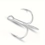 10PCS Premium Stainless Steel Treble Hooks - High Strength Round Bent Design For Saltwater Fishing & Jigging