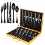Black Silverware Premium Food-grade Stainless Steel Cutlery Set 36-PIECES