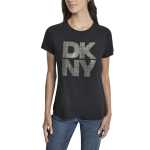 Stacked Rhinestone Logo Tee -black silver