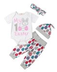 My First Easter Romper High Wasted Pants Pumpkin Hat And Headband Gender Neutral