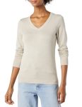 Amazon Essentials Women's Classic-fit Lightweight Long-sleeve V-neck Sweater Available In Plus Size Oatmeal Heather XS