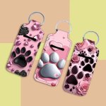 3PCS Lipstick Holder With Clip Keychain PLH1 Paw Print