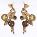 Tigers Eye Charm Earrings - Gold Free