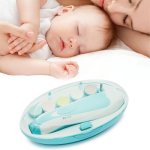 6 In 1 Baby Nail Clipper Trimmer Manicure Electric Grinding Device Tool Kit Blue