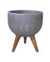 Rustic Round Japi Planter Cache Pot With Stand JVRD33 - One Size 330MM Width X 550MM Height / Black Slate