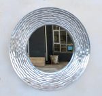 Round Silver Mirror Wave Design 100CM