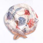 Jacquard Floral Print Silky Neckerchief - Cream Free