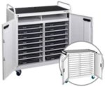 NOTE-TOLLEY-18-E 18 Way Vertical Notebook Trolley Re-front Doors Pdu Fans Casters