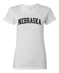 Wild Bobby State Of Nebraska College Style Black Fashion Womens Graphic T-Shirt White XL