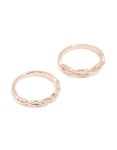 Rose Gold Cubic Zirconia Woven Stacking Rings 2-PACK - M l