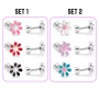 Set Of 3 Daisy Stud Earrings - In 304 Stainless Steel