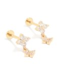 Goldair Gold Plated Surgical Steel Cubic Zirconia Flower Flat Back Earrings