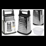 S Grater With Container Four-sided Stainless Steel Silver