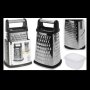 S Grater With Container Four-sided Stainless Steel Silver