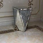 Diamond Mirror Side Table Triangular