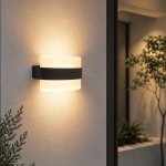 Black Oval LED Up And Down Outdoor Wall Light