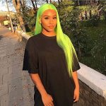 Kalisa Neon Green Lace Front Wig Long Silky Straight Flourescent Green Free Part Natural Hairline Wig Heat Resistant Fiber Synth