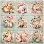 Bloom Tear Resistant Deco Print Cute Bunny And
