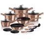 15 Piece Marble Coating Cookware Set - Rose Gold Edition