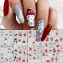 2/4SHEETS Christmas Cartoon Nail Art Stickers Cute Santa Snowflake Self Adhesive Nail Stickers Slivery Glitter Snowflake Diy Manicure Decorations