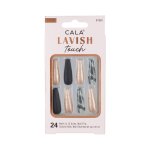 Nail Kit Long Coffin 24PCS - Marble Black
