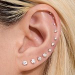7 Pairs Stud Earrings With Flat Back Nap Earrings For Women Surgical Stainless Steel Zirconia 18K Gold Plated Stud Earrings Cubi