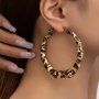 Leopard Bamboo Section Hoop Earrings Iron Ear Jewelry Retro Elegant Style Circle Earrings For Women