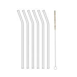 6 Piece Glass Straw Set Clear