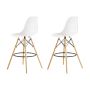 Modern Style Eiffel Chair Counter Bar Stools Set - 2 Pieces - 25.5-INCH - White