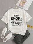 Letter Print Crew Neck T-Shirt Casual Short Sleeve T-Shirt For Spring & Summer Women's Clothing