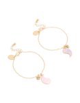 Kids Gold Pink & Purple Paisley Best Friends Charm Bracelets 2-PACK