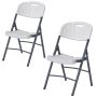 Kcw- 2 Pack Plastic Folding Chairs Comfortable Design Metal Frame For 150KG Load