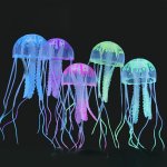1PC Fish Tank Decoration Fluorescent Luminous Silicone Simulation Jellyfish Decoration Fish Tank Landscape Decoration Goldfish T