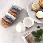 100PCS Disposable Muffin Cups Food Grade Heat Resistant Cupcake Cups Greaseproof Paper Cupcake Liners Muffin Molds Baking Tools