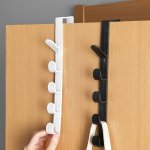 Fashion Over-the-door Hooks Plastic Material Easy Install Door Mount Coat Rack With Hooks For Hanging Clothes Hats Bags And Key