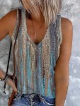 Allover Print V-neck Tank Top Casual Sleeveless Top For Spring & Summer Women's Clothing
