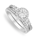 Chet Sterling Silver & Cubic Zirconia Delicate Halo Twinset Ring