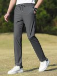 Solid Color Men's Golf Pants Quick Dry Business Casual Trousers With Pockets For Spring Summer Work Travel Outdoor Fitness